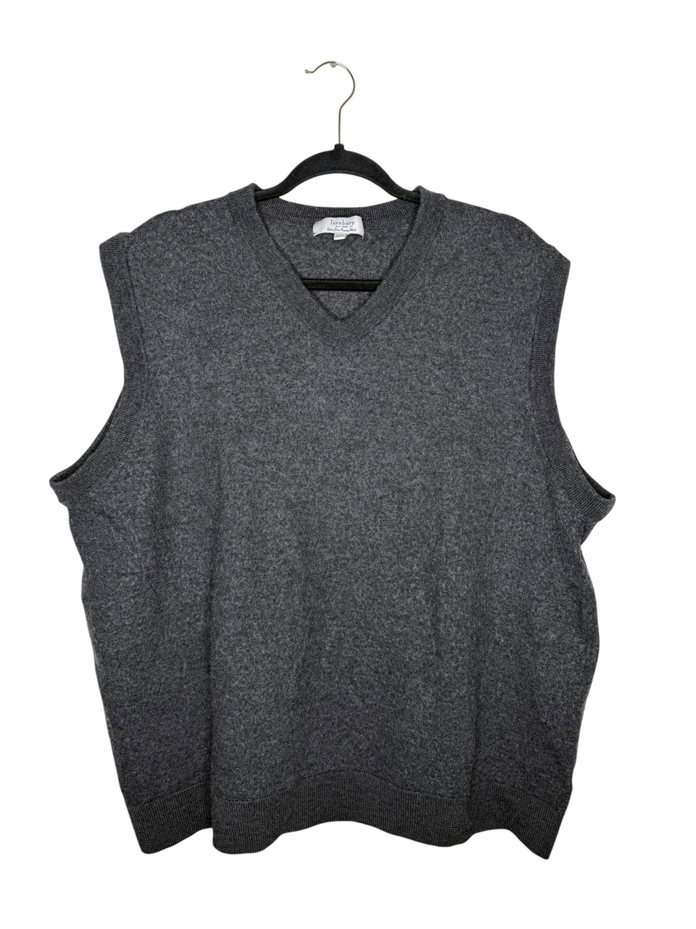 TURNBURY / Dark Gray Extra Fine Merino Wool V-Neck Pullover Sweater Vest / 4XT